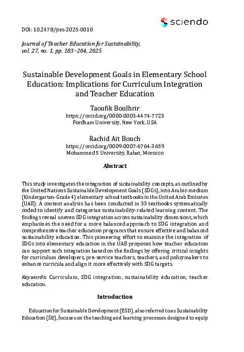 (PDF) Sustainable Development Goals in Elementary School Education ...