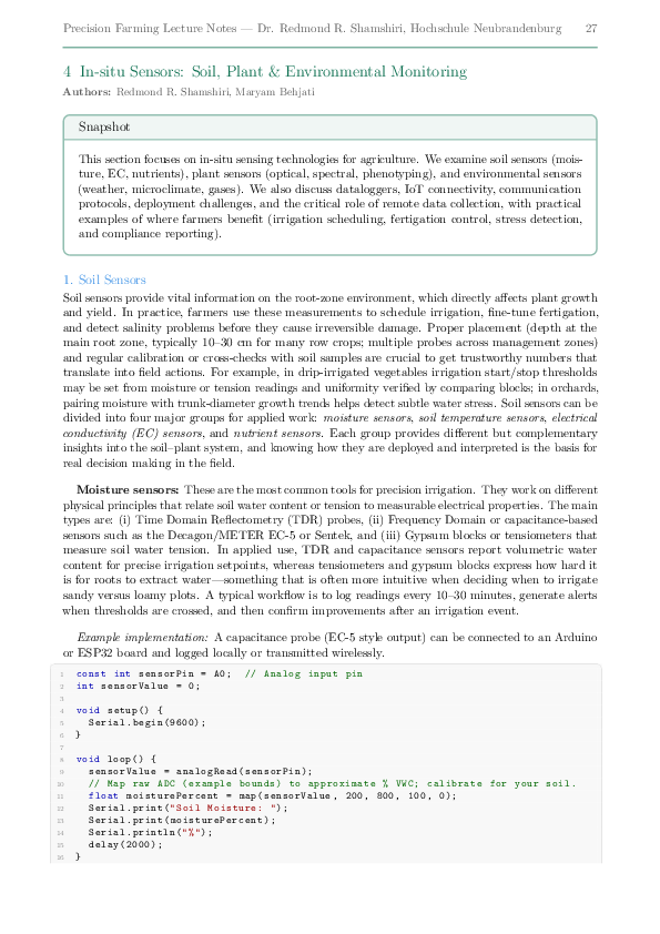 (PDF) Introduction to Precision Farming, Part 4: In-situ Sensors: Soil ...
