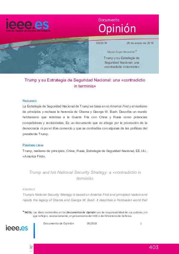 (PDF) Trump y su Estrategia de Seguridad Nacional: una «contradictio in ...