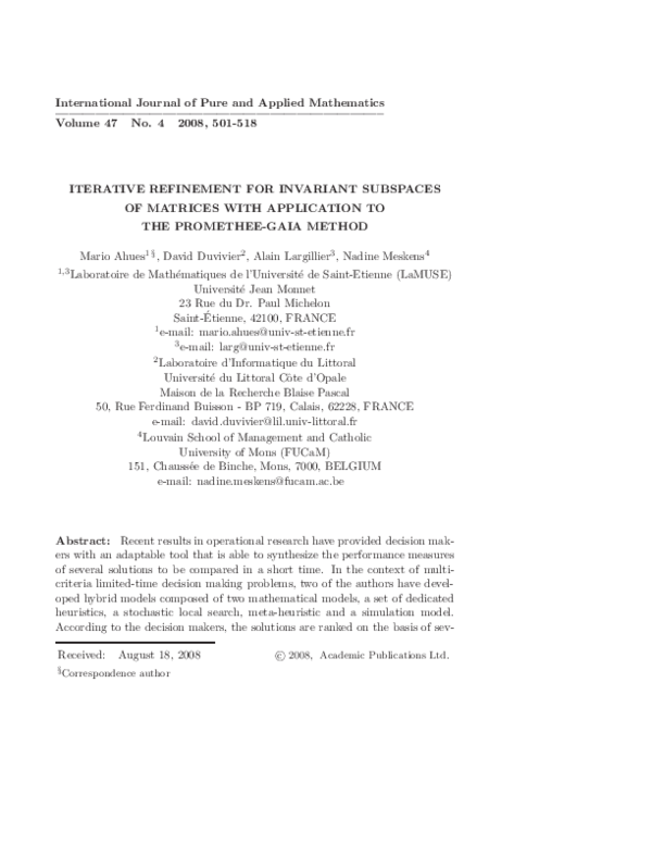 (PDF) Iterative refinement for invariant subspaces of matrices with ...