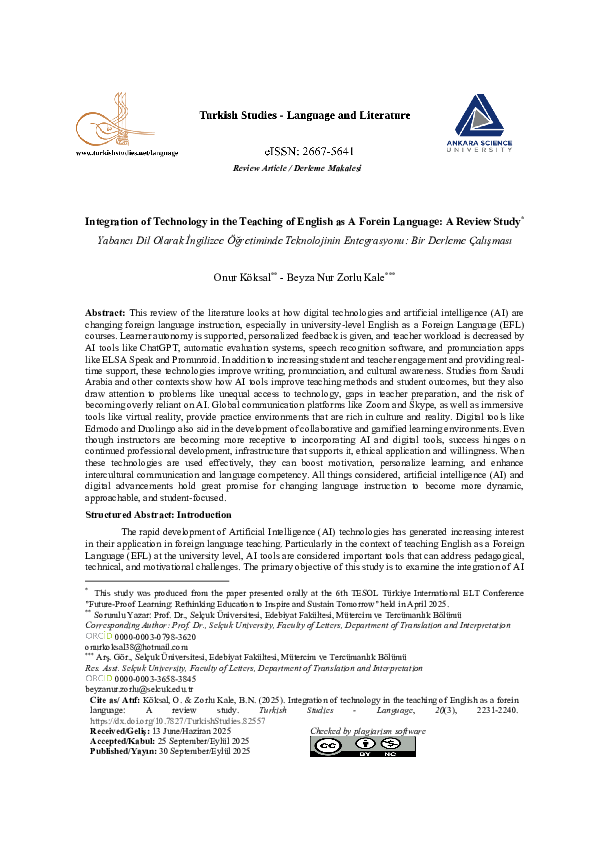 (PDF) Integration of Technology in the Teaching of English as a Foreign ...