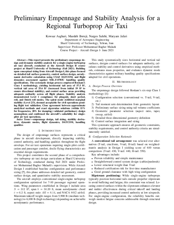 (PDF) Preliminary Empennage and Stability Analysis for a Regional ...