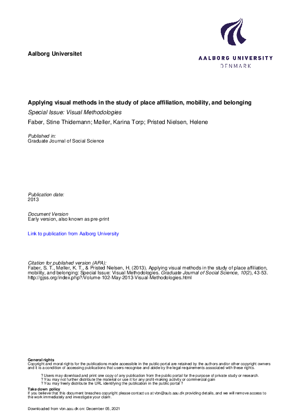 (PDF) Applying visual methods in the study of place affiliation ...
