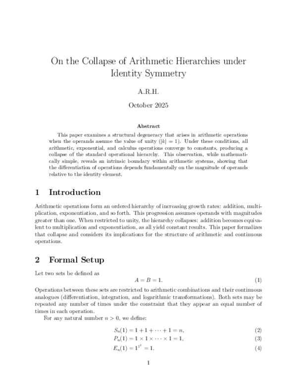 (PDF) On the Collapse of Arithmetic Hierarchies under Identity Symmetry