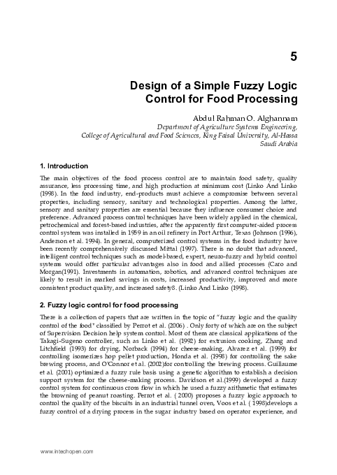 (PDF) Design of a Simple Fuzzy Logic Control for Food Processing