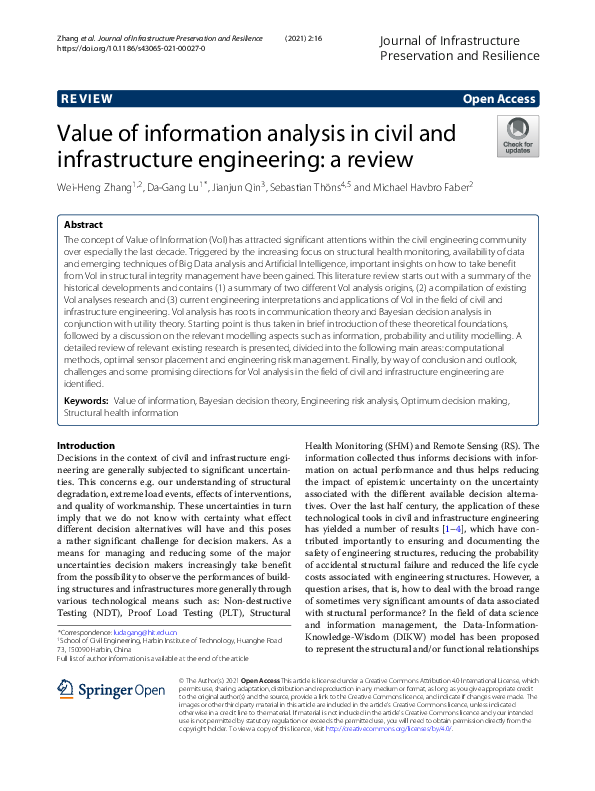 (PDF) Value of information analysis in civil and infrastructure ...