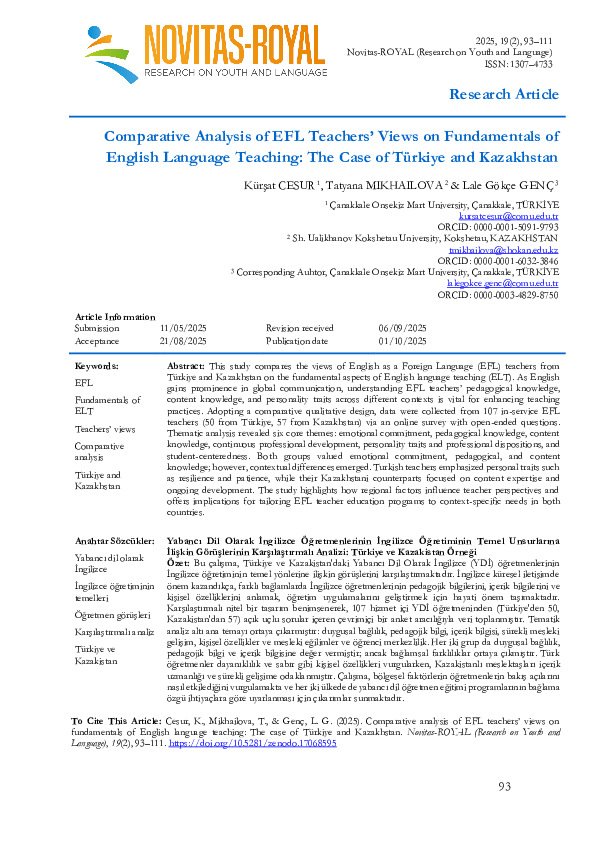 (PDF) Comparative Analysis of EFL Teachers' Views on Fundamentals of ...