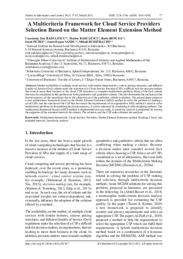 (PDF) A Multicriteria Framework for Cloud Service Providers Selection ...