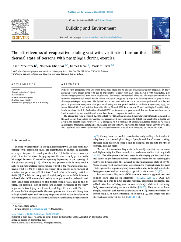 (PDF) The effectiveness of evaporative cooling vest with ventilation ...