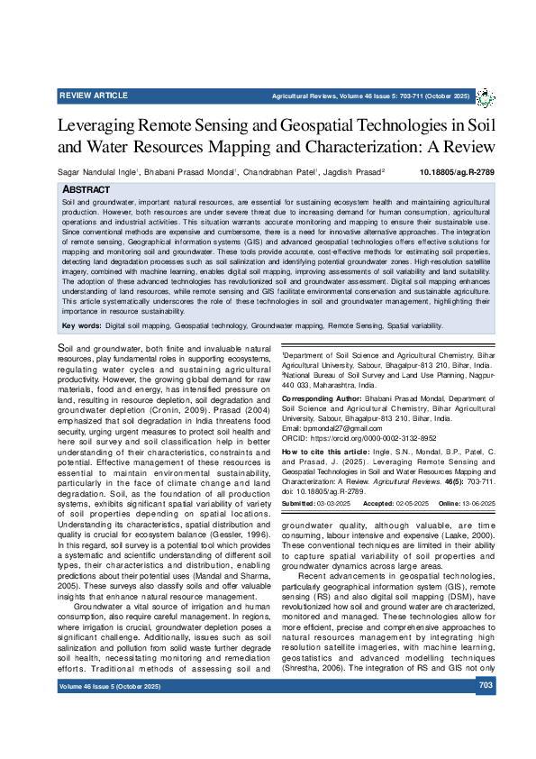 (PDF) Leveraging Remote Sensing and Geospatial Technologies in Soil and ...