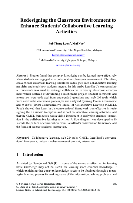 (PDF) Redesigning the Classroom Environment to Enhance Students ...
