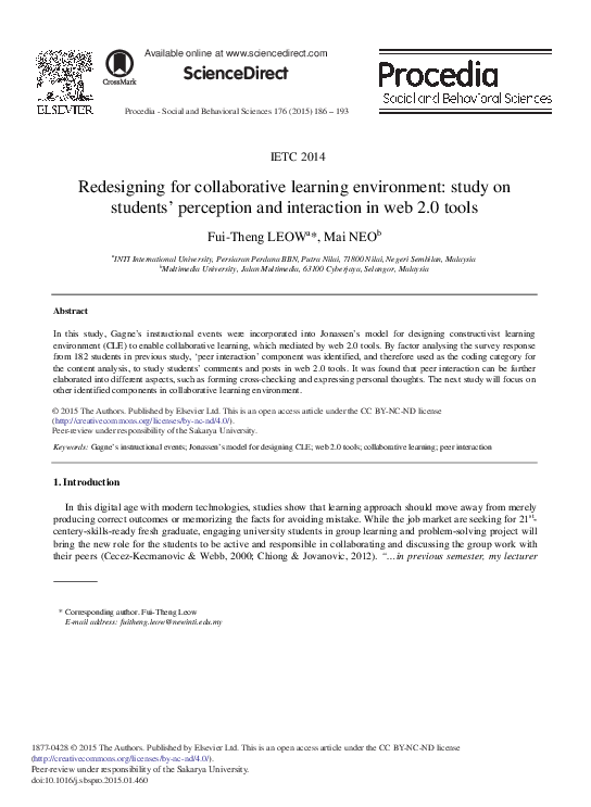 (PDF) Redesigning for Collaborative Learning Environment: Study on ...