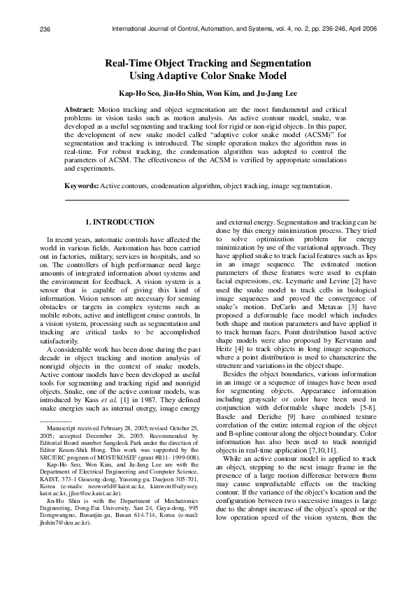 (PDF) Real-time object tracking and segmentation using adaptive color ...