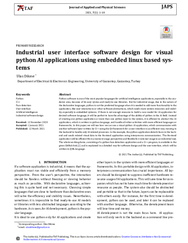 (PDF) Industrial user interface software design for visual python AI ...