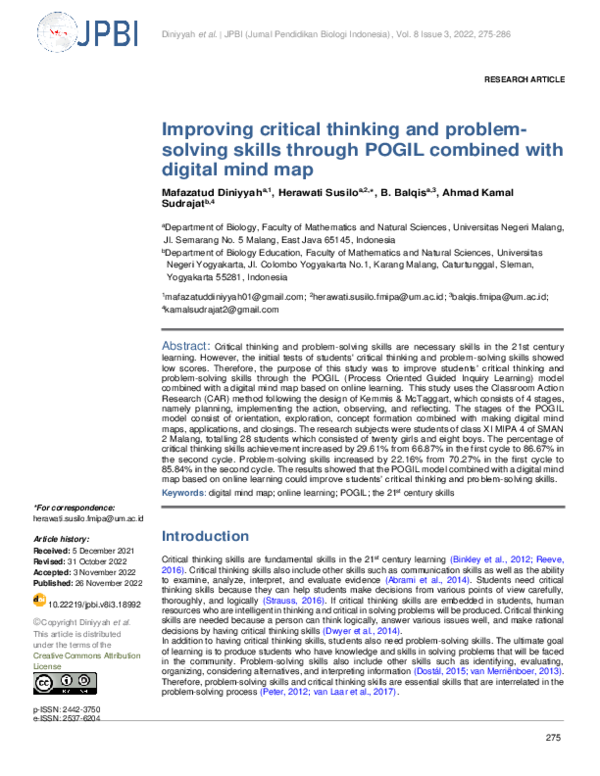 (PDF) Improving critical thinking and problem-solving skills through ...