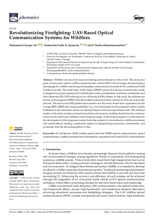 (PDF) Revolutionizing Firefighting: UAV-Based Optical Communication ...