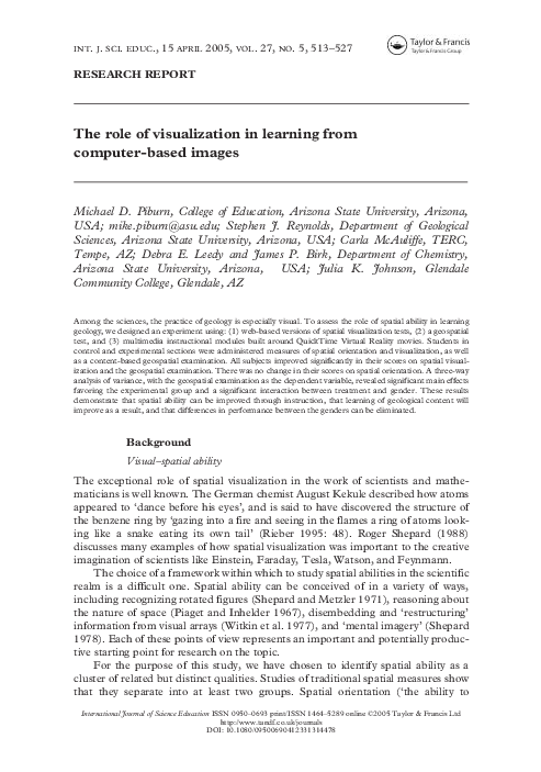 (PDF) The role of visualization in learning from computer‐based images