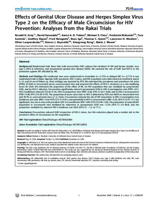 (PDF) Effects of Genital Ulcer Disease and Herpes Simplex Virus Type 2 ...