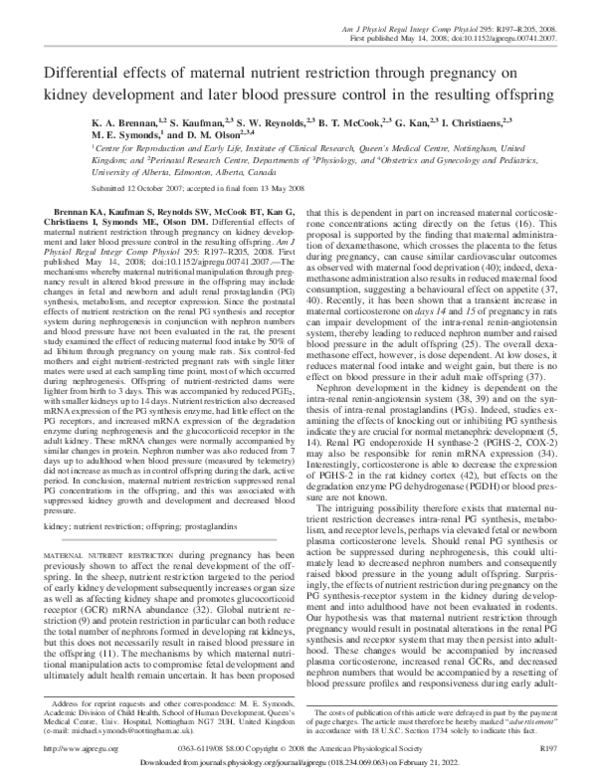 (PDF) Differential effects of maternal nutrient restriction through ...