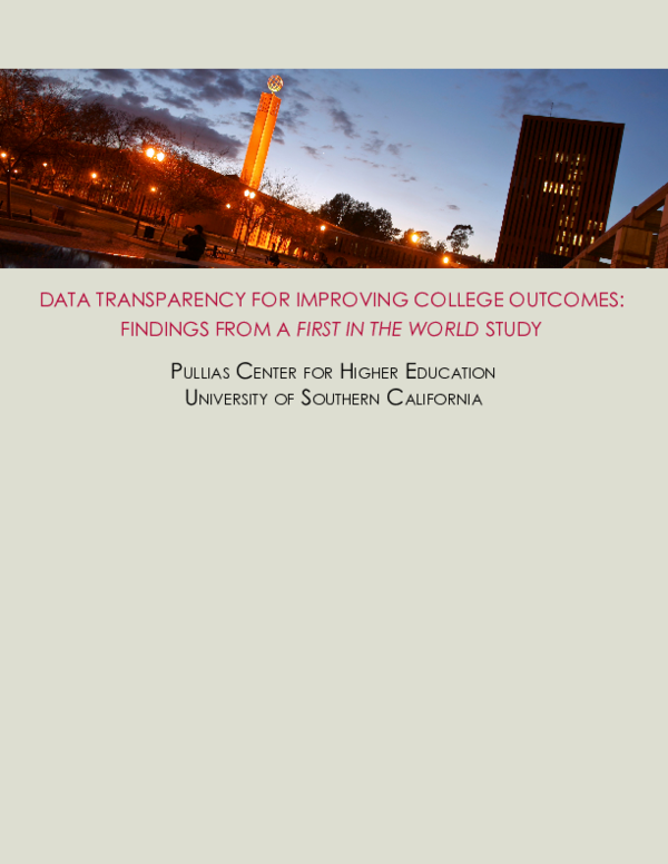 (PDF) Data Transparency for Improving College Outcomes: Findings from a ...