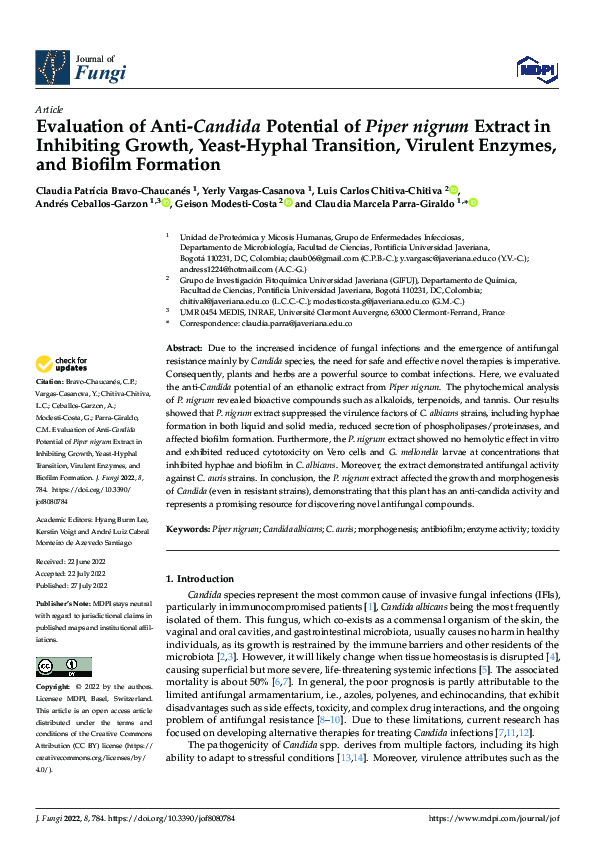 (PDF) Evaluation of Anti-Candida Potential of Piper nigrum Extract in ...