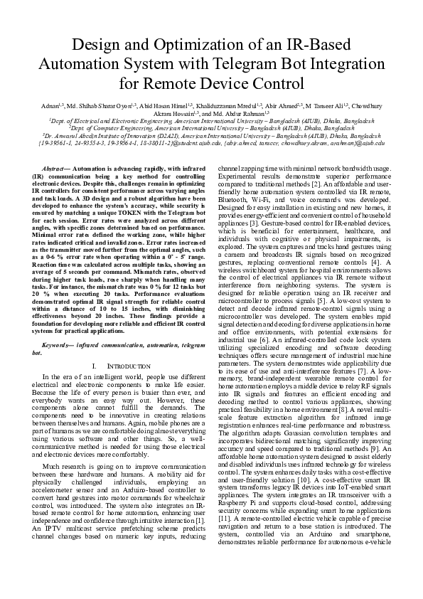 (PDF) Design and Optimization of an IR-Based Automation System with ...