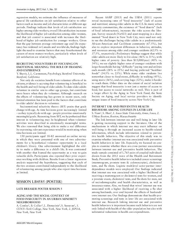 (PDF) Aging and the Social Context of Food Insecurity in an Urban ...