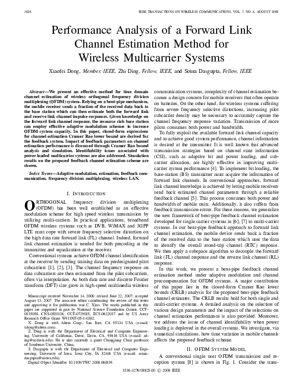 (PDF) Performance Analysis of a Forward Link Channel Estimation Method ...