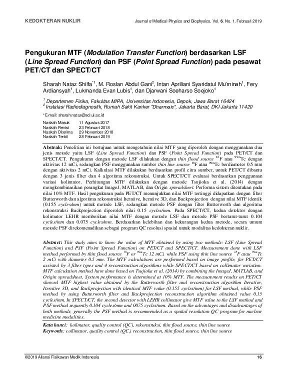 (PDF) Pengukuran MTF (Modulation Transfer Function) berdasarkan LSF ...