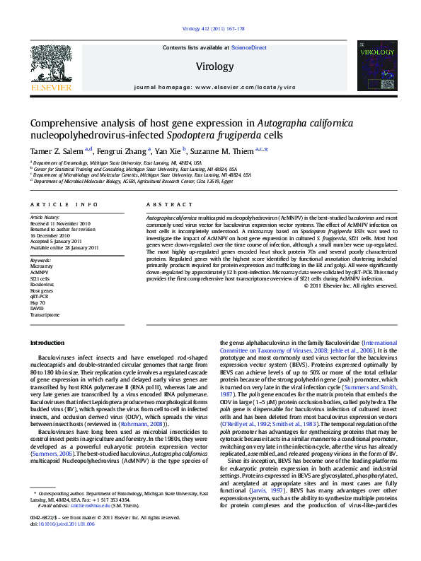 (PDF) Comprehensive analysis of host gene expression in Autographa ...