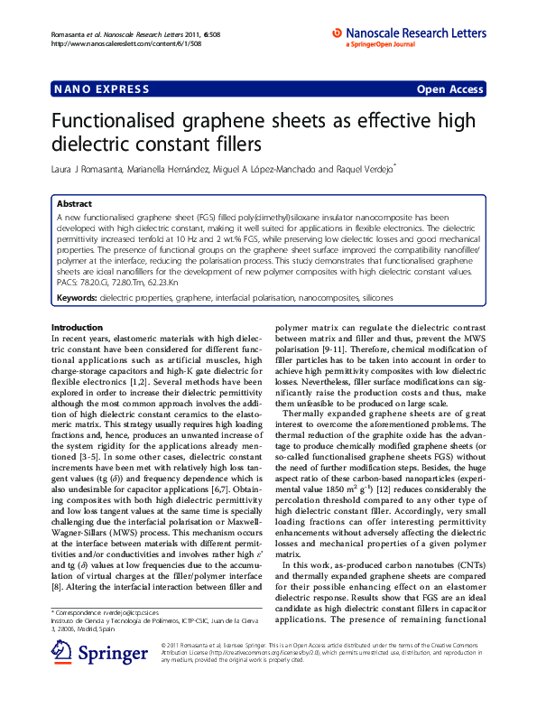 (PDF) Functionalised graphene sheets as effective high dielectric ...
