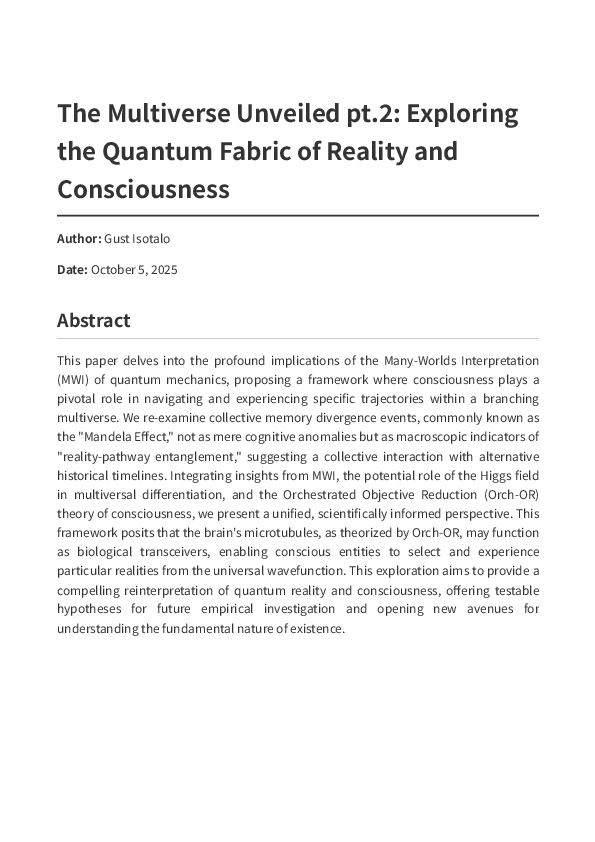 (PDF) The Multiverse Unveiled pt.2 : Exploring the Quantum Fabric of ...