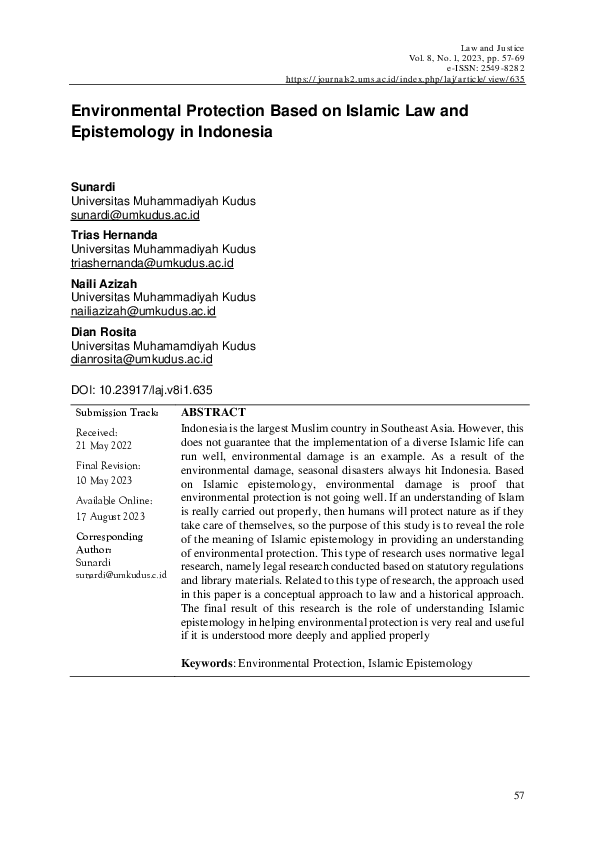 (PDF) Environmental Protection Based on Islamic Law and Epistemology in ...