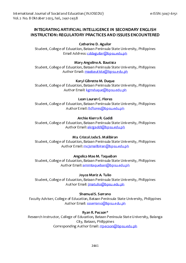 (PDF) Integrating Artificial Intelligence in Secondary English ...