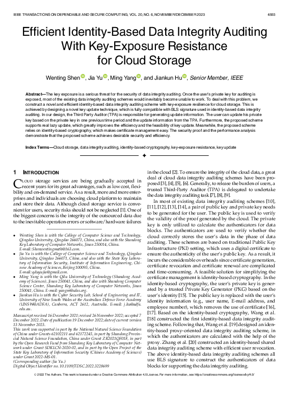 (PDF) Efficient Identity-Based Data Integrity Auditing With Key ...