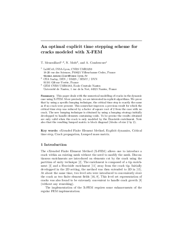 (PDF) An optimal explicit time stepping scheme for cracks modeled with ...