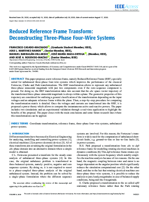 (PDF) Reduced Reference Frame Transform: Deconstructing Three-Phase ...