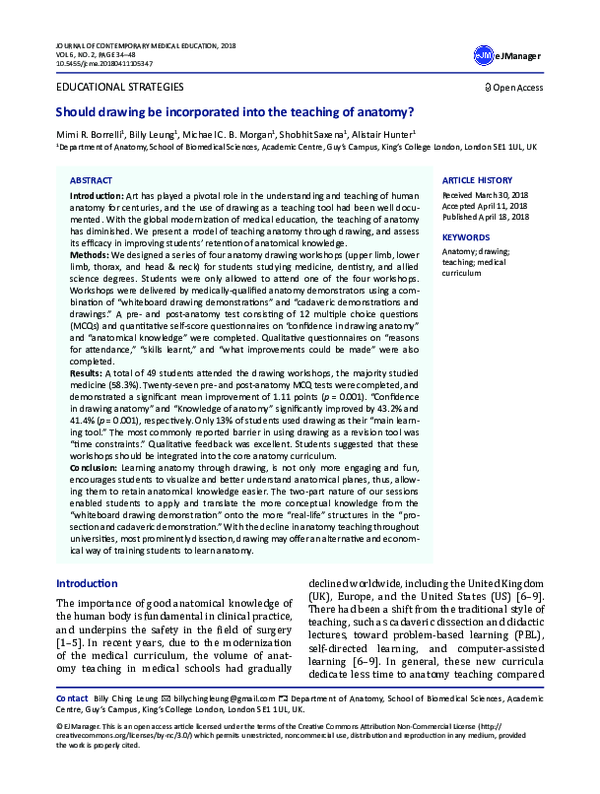 (PDF) Should drawing be incorporated into the teaching of anatomy?