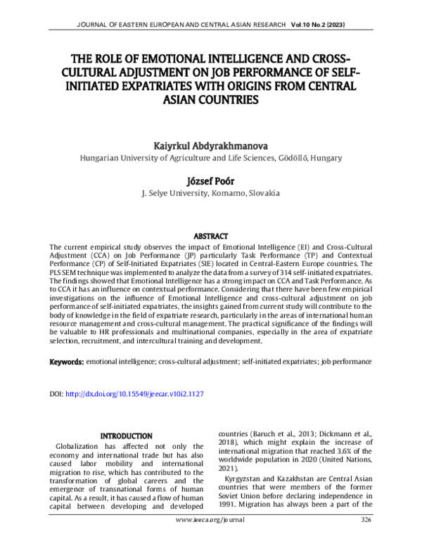 (PDF) The role of emotional intelligence and cross-cultural adjustment ...