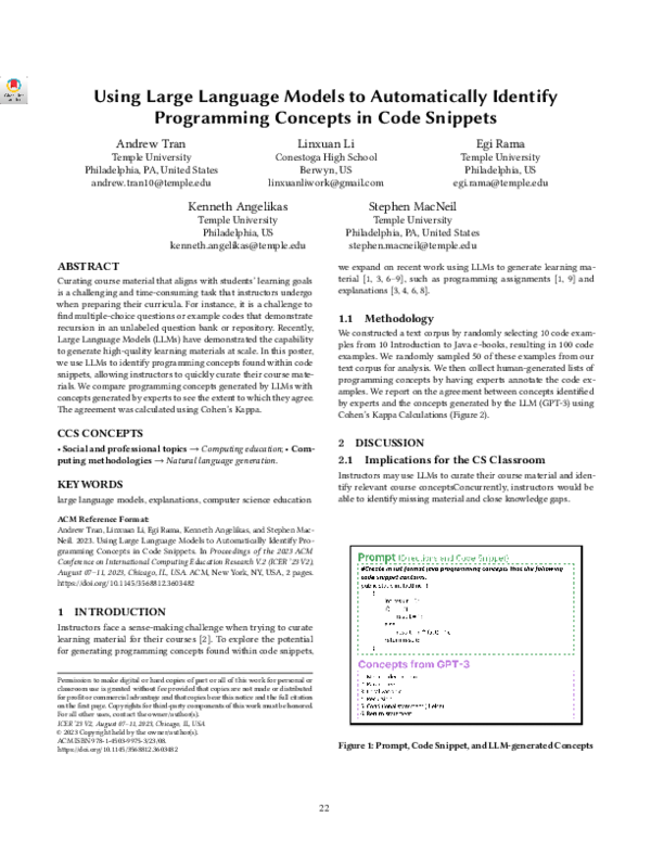 (PDF) Using Large Language Models to Automatically Identify Programming ...