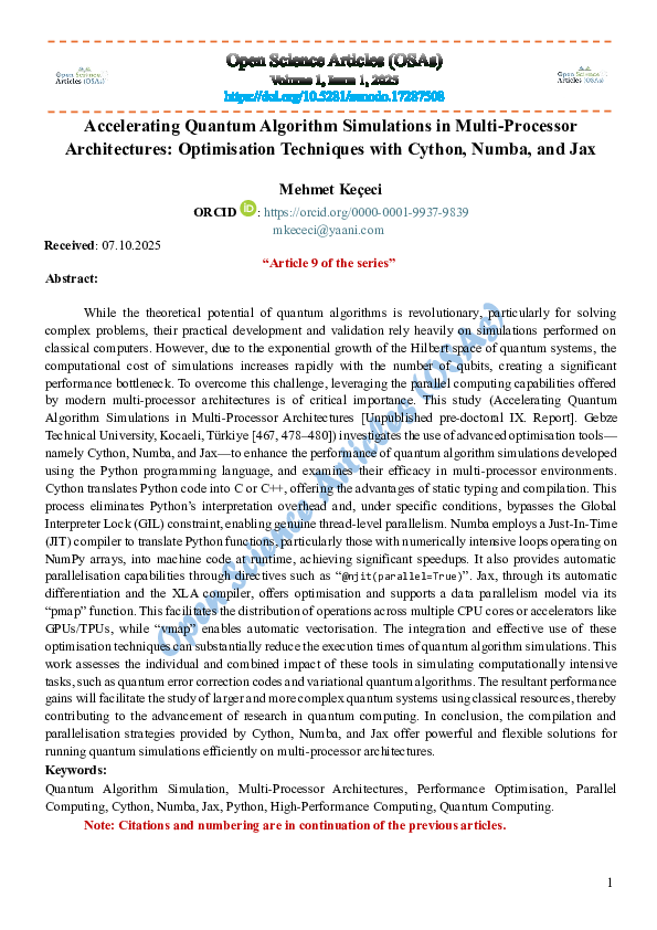 (PDF) Accelerating Quantum Algorithm Simulations in Multi-Processor ...