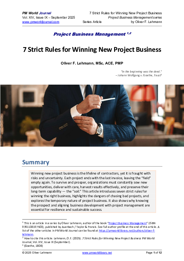 (PDF) 7 Strict Rules for Winning New Project Business