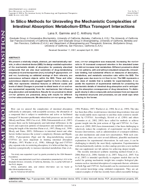 (PDF) In Silico Methods for Unraveling the Mechanistic Complexities of ...