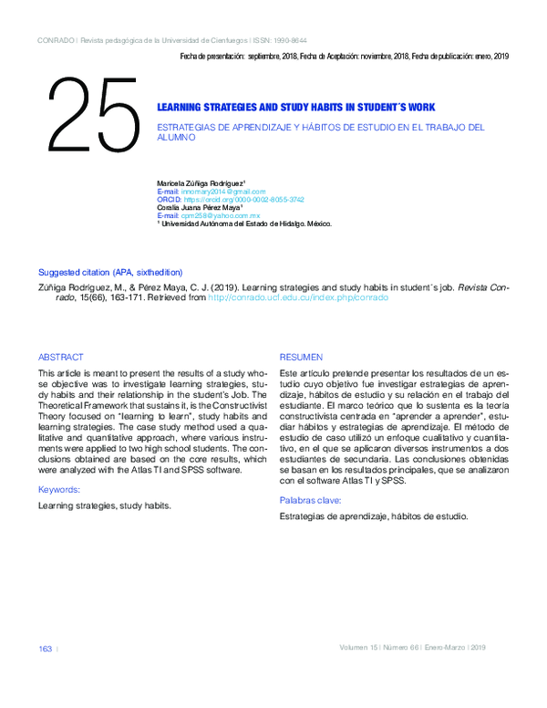(PDF) Learning strategies and study habits in student´s job
