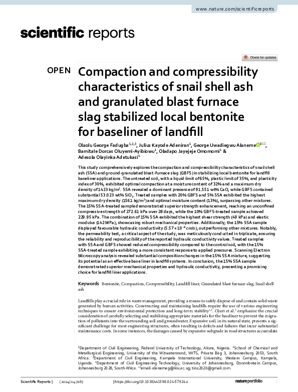 (PDF) Compaction and compressibility characteristics of snail shell ash ...