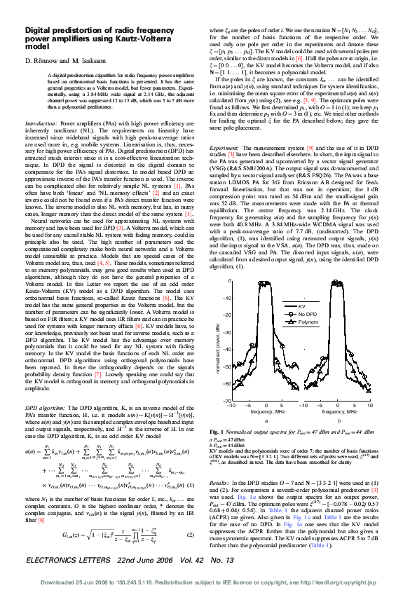 (PDF) Digital predistortion of radio frequency power amplifiers using ...