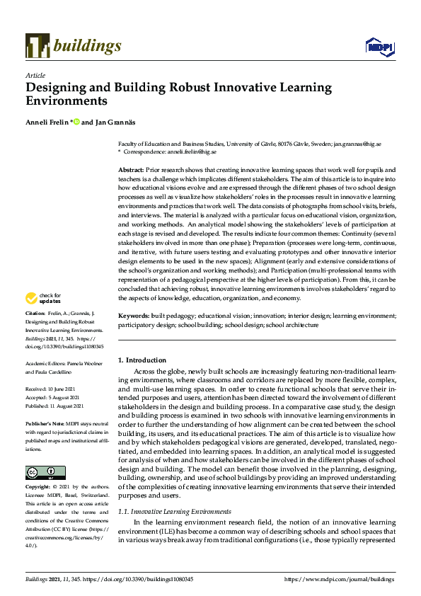 (PDF) Designing and Building Robust Innovative Learning Environments