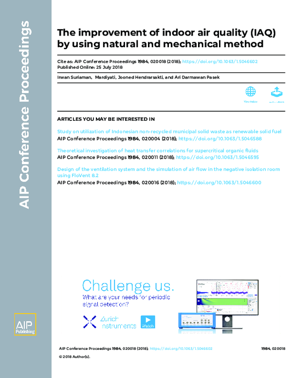 Picture of (PDF) The improvement of indoor air quality (IAQ) by using natural and ...