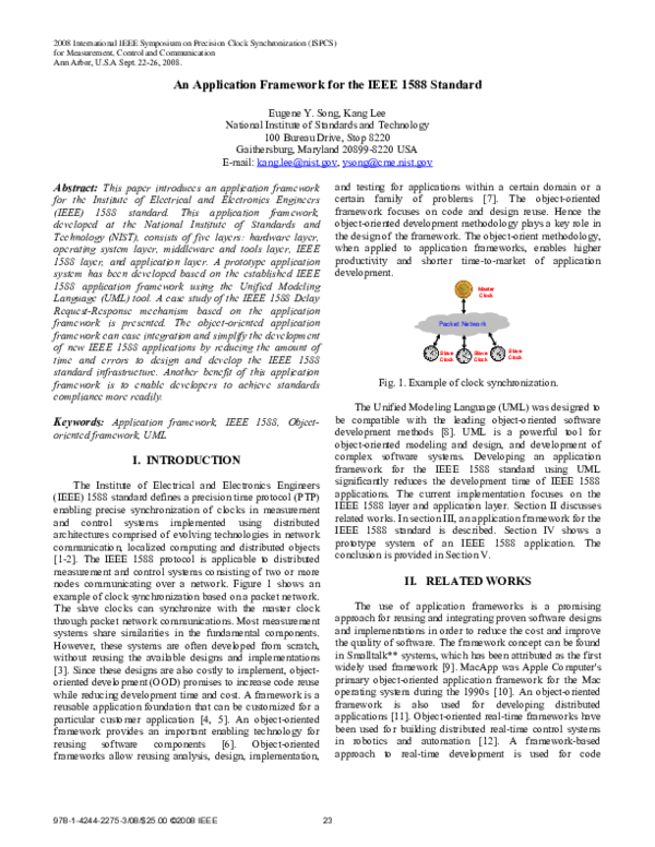 (PDF) An Application Framework for IEEE 1588 Standard | NIST