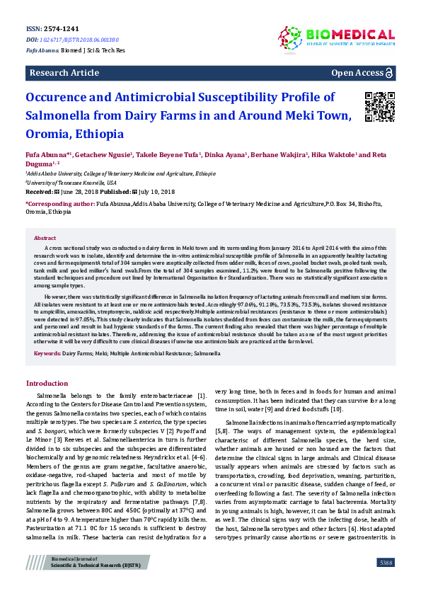(PDF) Occurence and Antimicrobial Susceptibility Profile of Salmonella ...